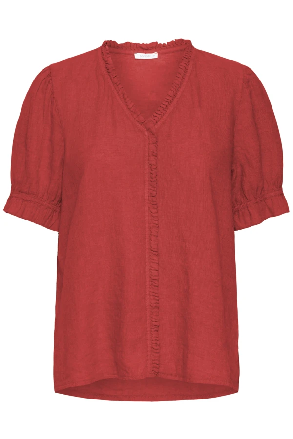 SBFONTANELLE SS FLOUNCE BLOUSE M/L - Sorbet - Bluse - Kikigram.dk