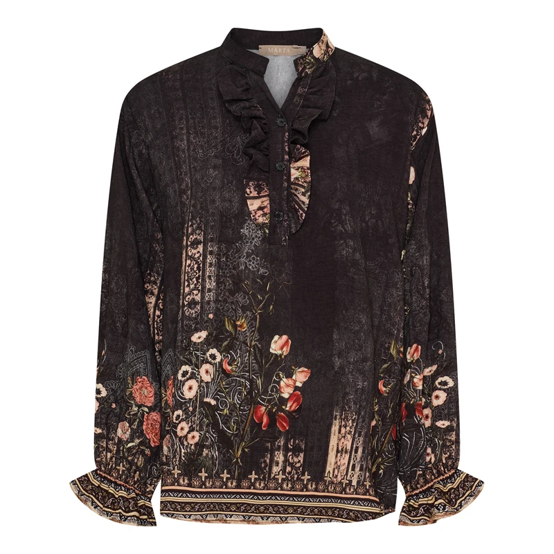 Marta Joceline bluse m krøs S/M - Marta Du Chateau - Bluse - Kikigram.dk